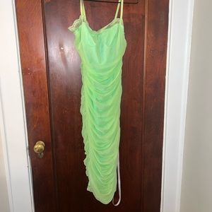 Ruched mesh midaxi dress